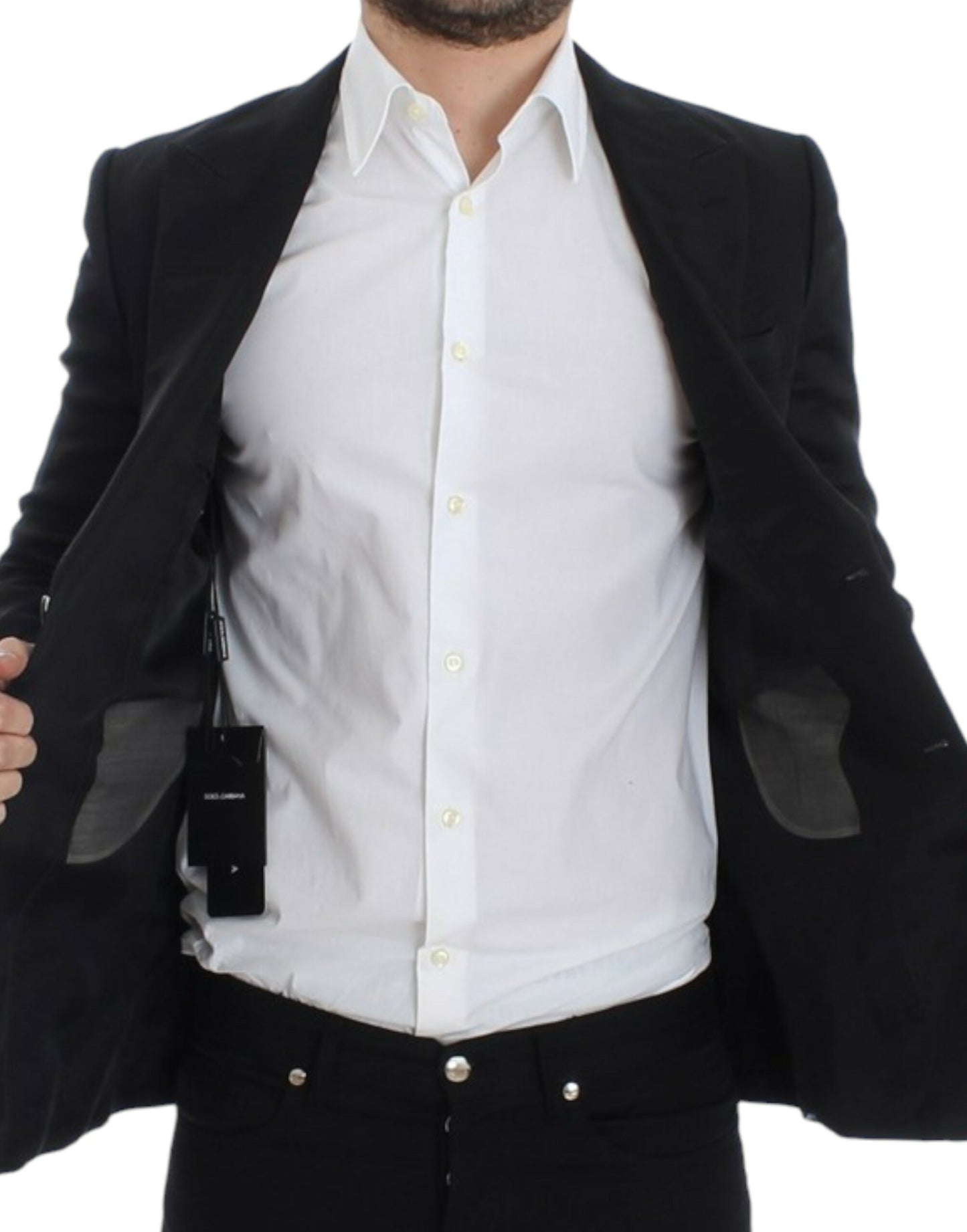 Dolce &amp; Gabbana Blazer noir en soie, coupe ajustée