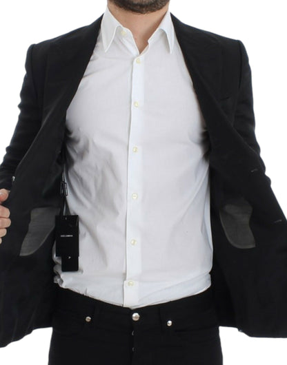 Dolce &amp; Gabbana Blazer noir en soie, coupe ajustée