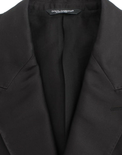 Dolce &amp; Gabbana Blazer noir en soie, coupe ajustée