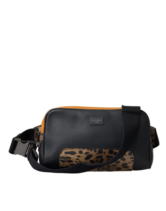 Sac banane Dolce & Gabbana en cuir exotique noir avec ceinture et logo
