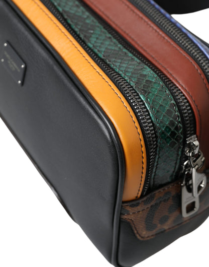 Sac banane Dolce & Gabbana en cuir exotique noir avec ceinture et logo