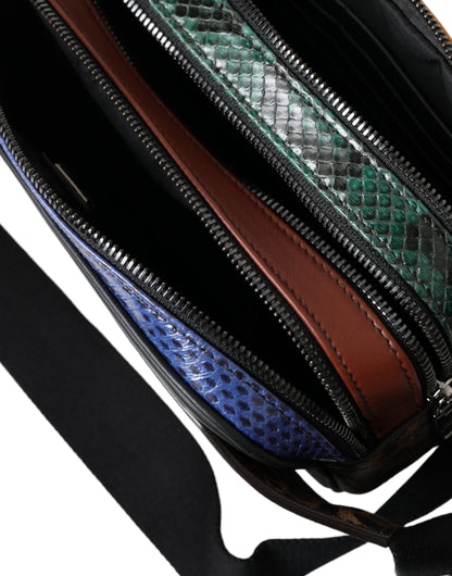 Sac banane Dolce & Gabbana en cuir exotique noir avec ceinture et logo