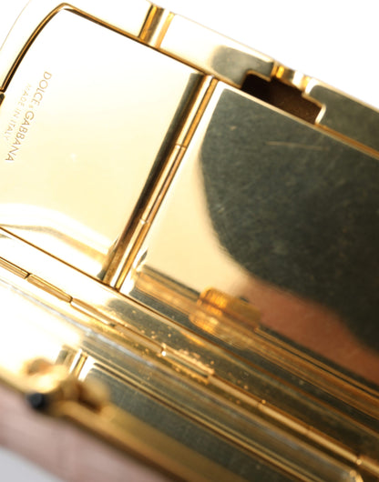 Dolce & Gabbana roze exotische leren mini make-uptas met spiegel en kwastje