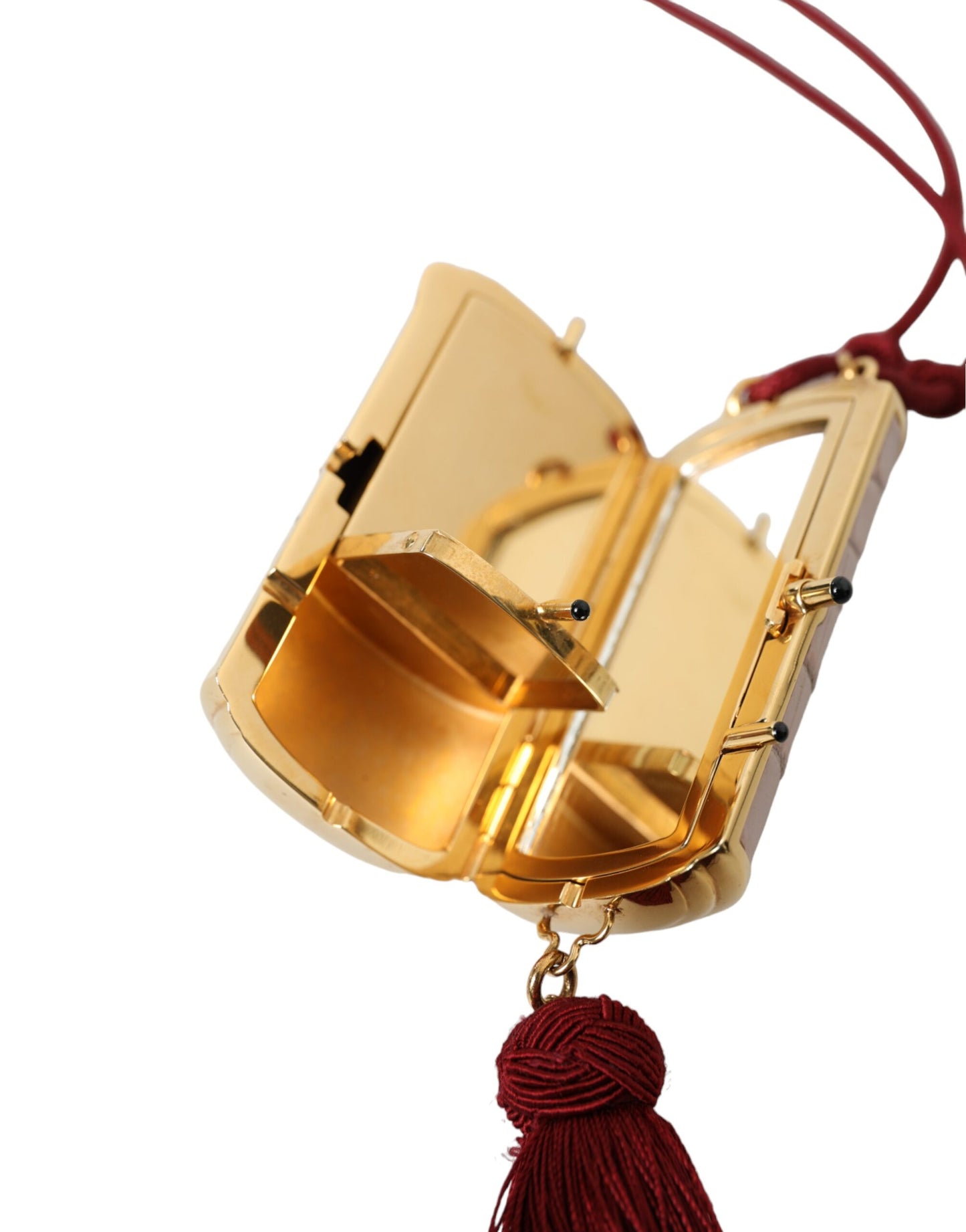 Dolce & Gabbana roze exotische leren mini make-uptas met spiegel en kwastje