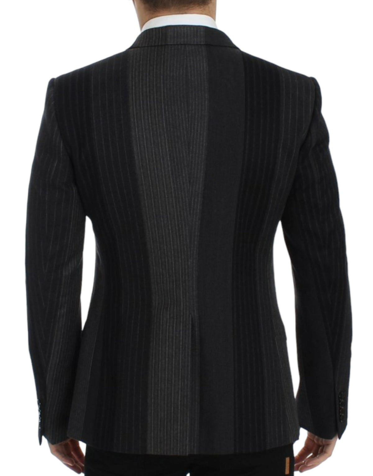 Dolce &amp; Gabbana Blazer en laine rayée grise extensible