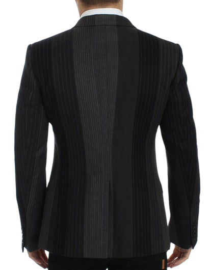 Dolce &amp; Gabbana Blazer en laine rayée grise extensible