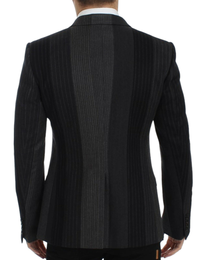 Dolce &amp; Gabbana Grijs gestreept wollen stretchblazer