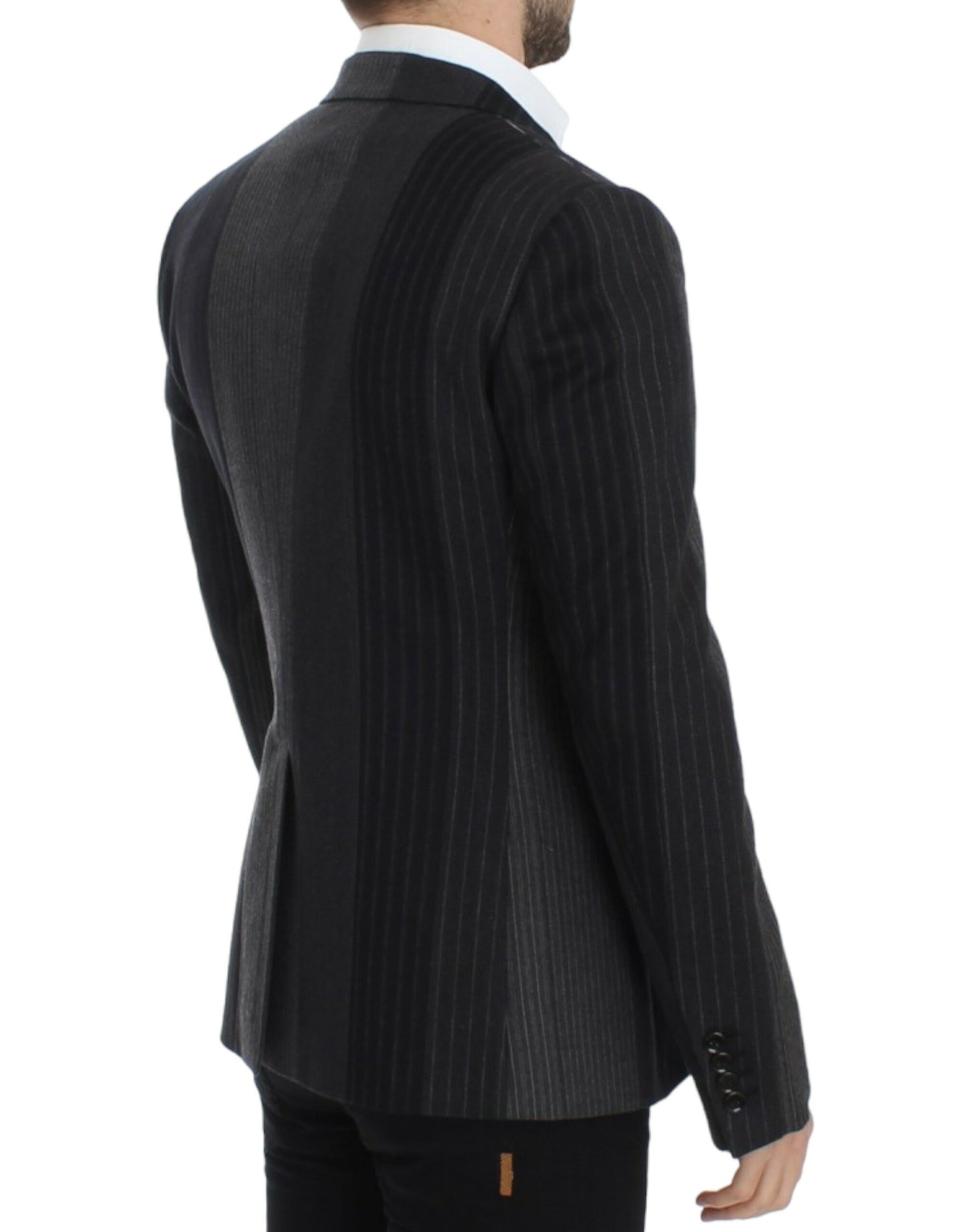 Dolce &amp; Gabbana Blazer en laine rayée grise extensible