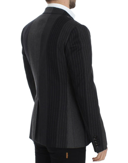Dolce &amp; Gabbana Blazer en laine rayée grise extensible