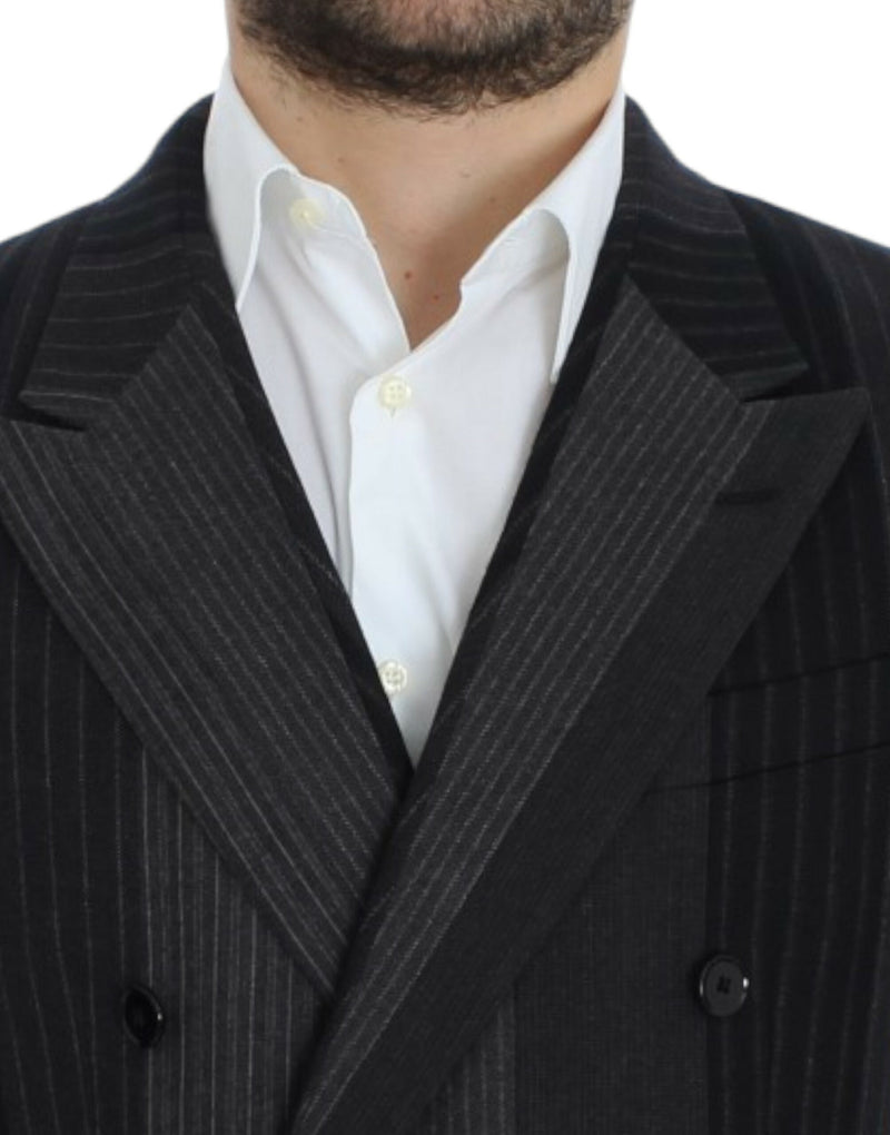 Dolce &amp; Gabbana Grijs gestreept wollen stretchblazer