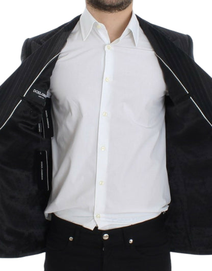 Dolce &amp; Gabbana Blazer en laine rayée grise extensible