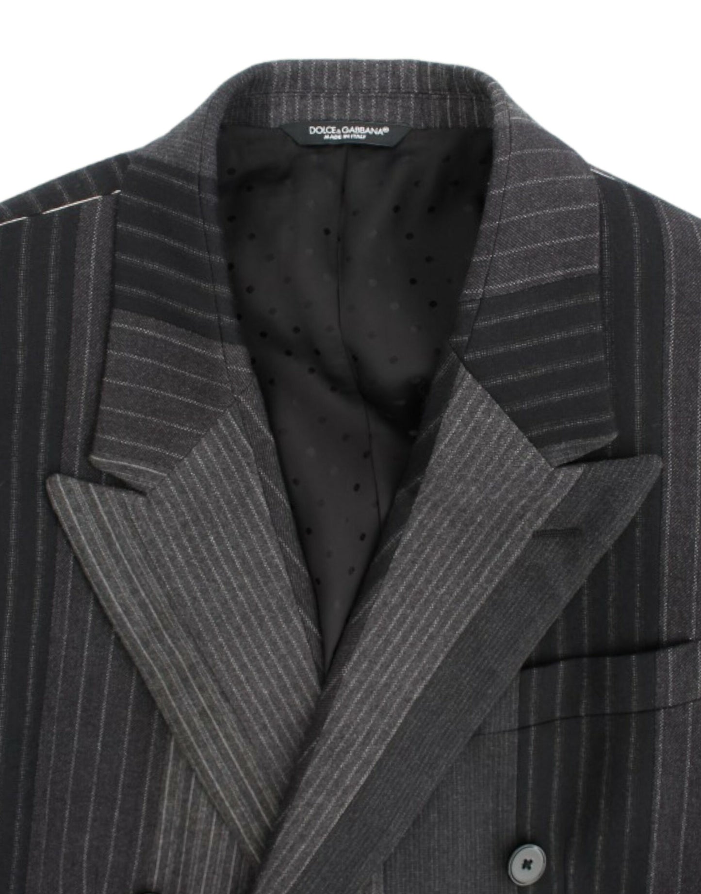 Dolce &amp; Gabbana Blazer en laine rayée grise extensible