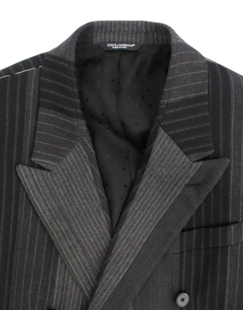 Dolce &amp; Gabbana Grijs gestreept wollen stretchblazer