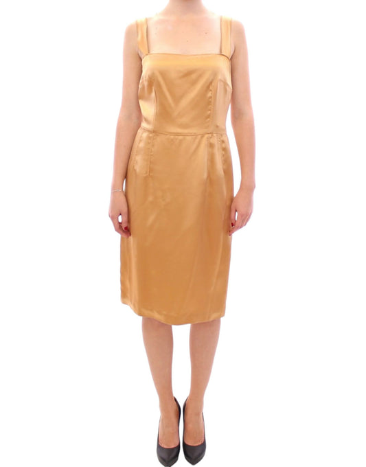 Robe fourreau en soie bronze de Dolce & Gabbana