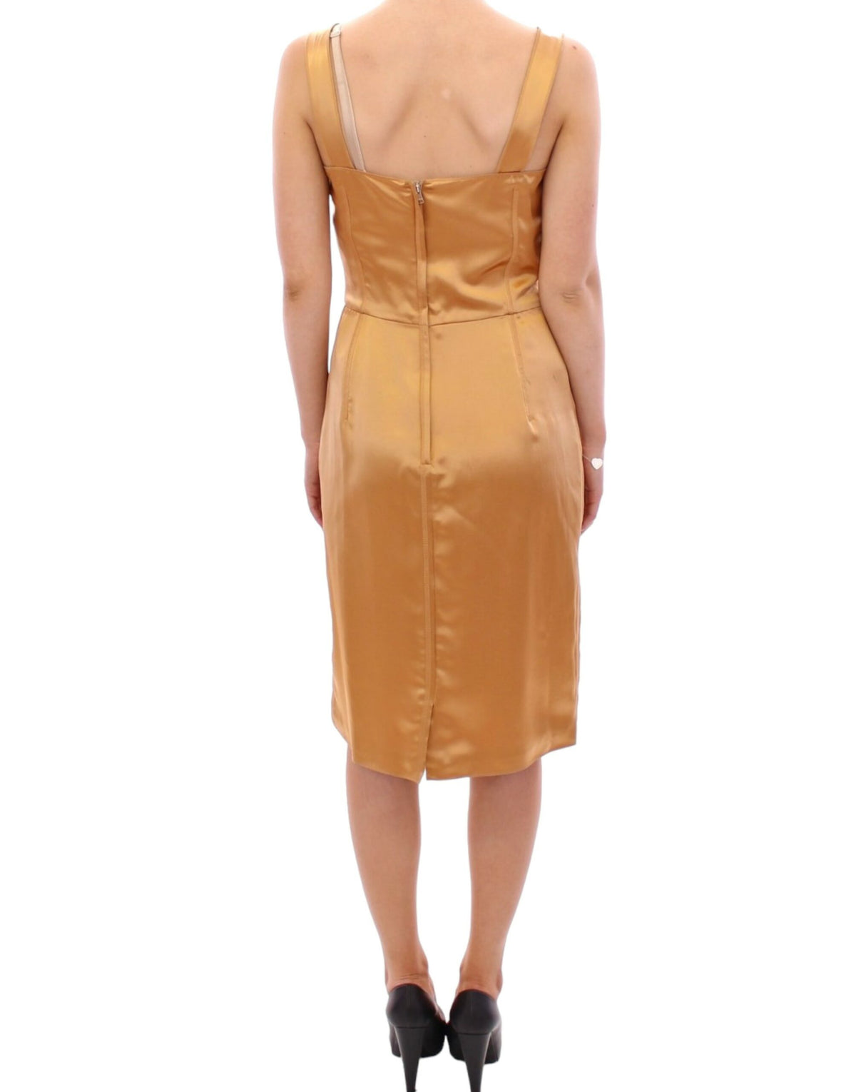 Robe fourreau en soie bronze de Dolce &amp; Gabbana
