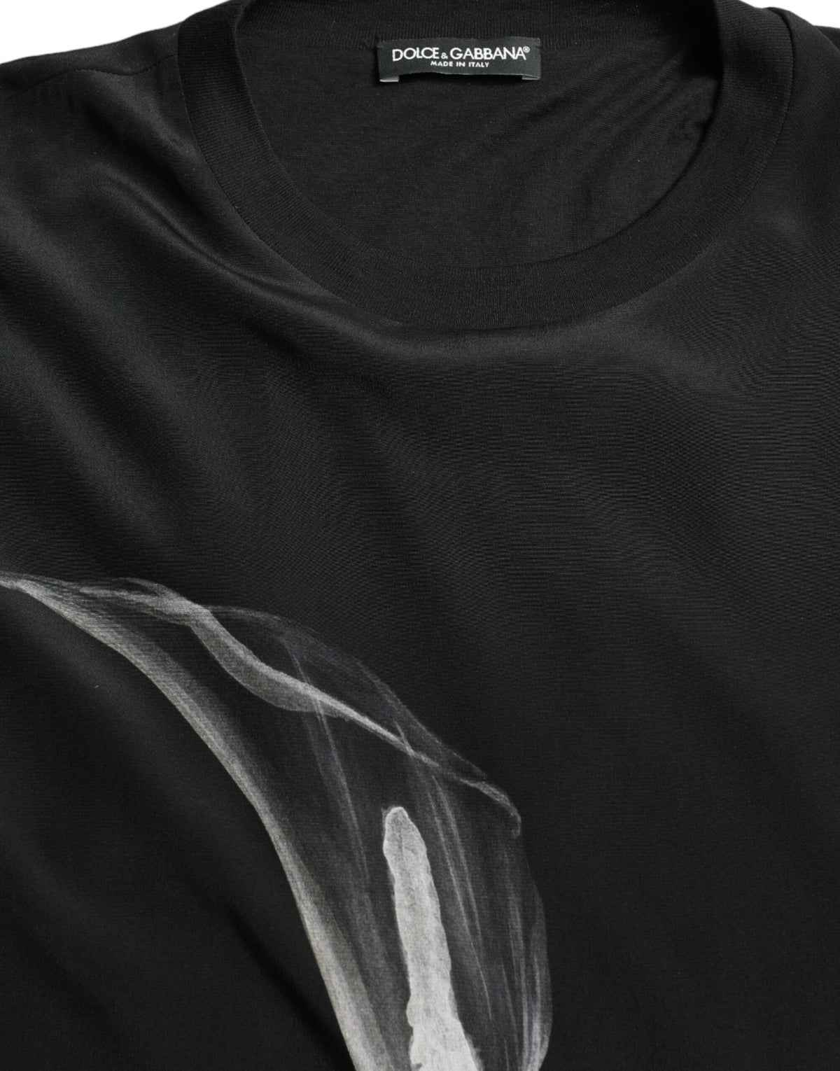 Pull en jersey à col rond noir avec imprimé floral de Dolce &amp; Gabbana