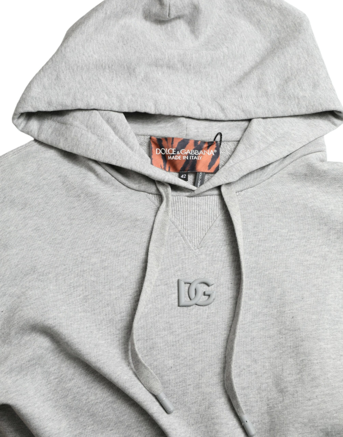 Sweat à capuche en coton gris avec logo Dolce &amp; Gabbana