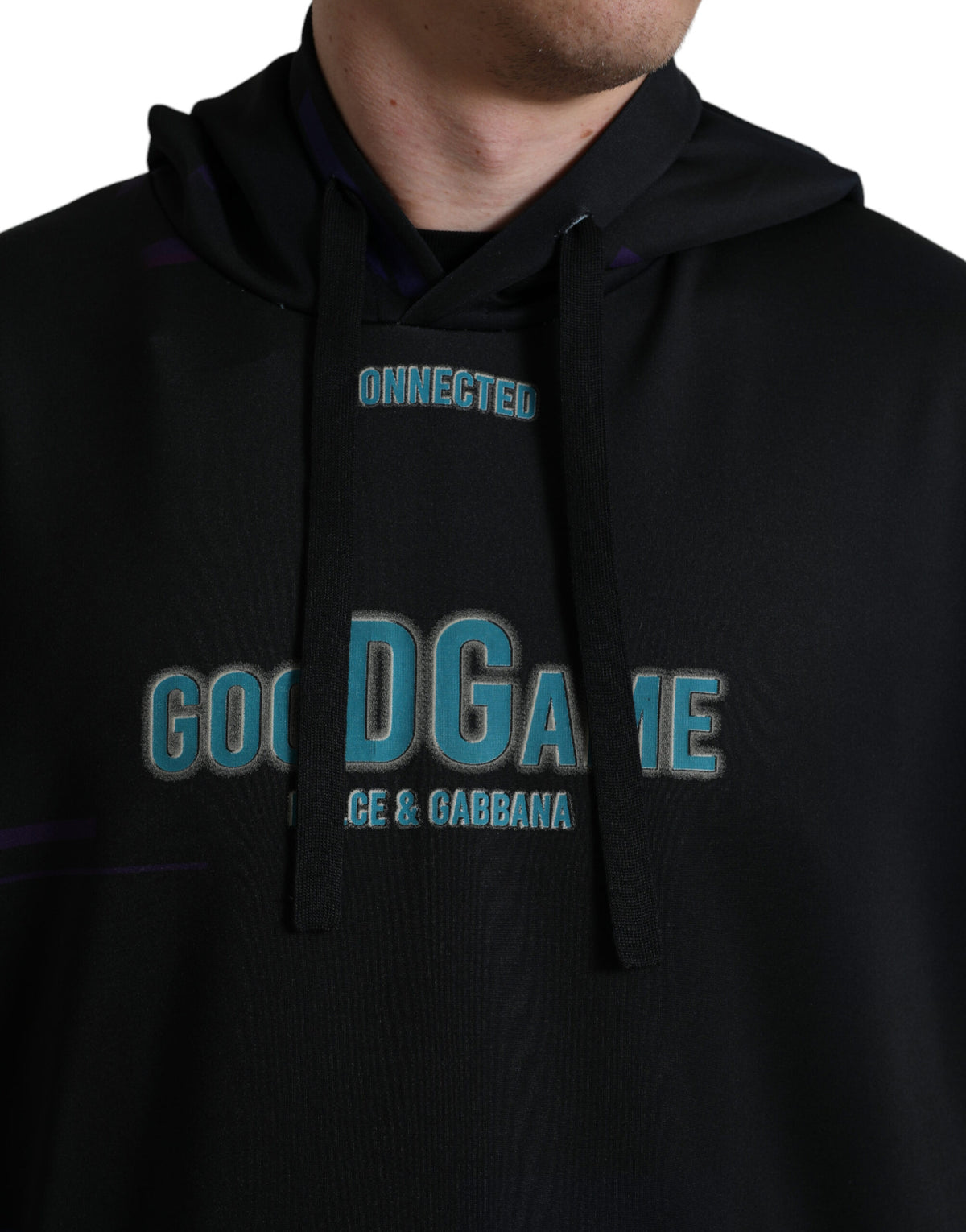 Sweat à capuche en jersey noir avec imprimé du logo Dolce &amp; Gabbana