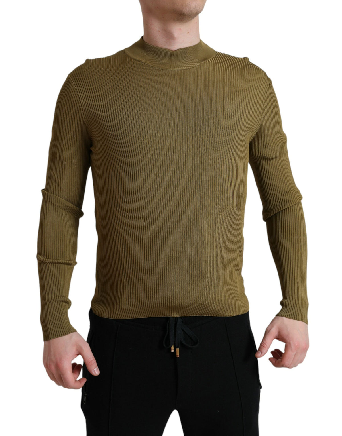 Pull en viscose à col rond vert armée de Dolce &amp; Gabbana