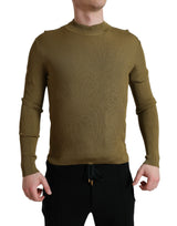 Pull en viscose à col rond vert armée de Dolce &amp; Gabbana