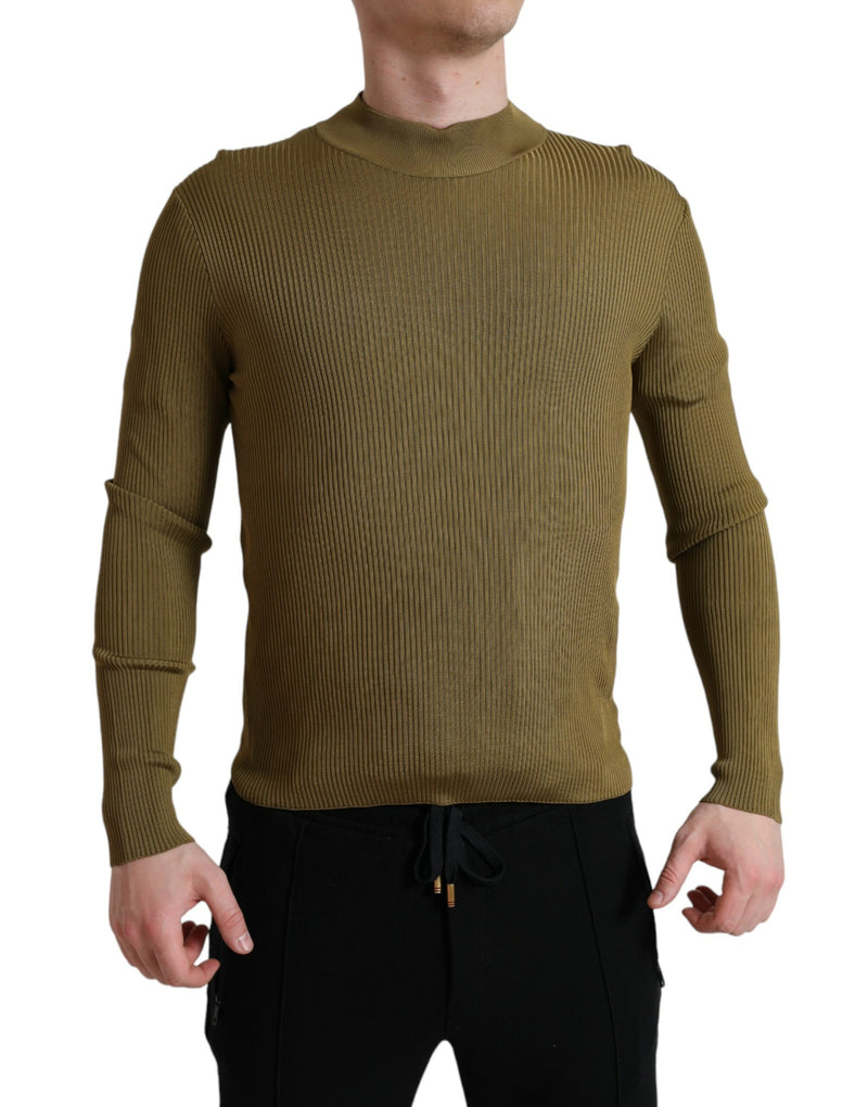 Pull en viscose à col rond vert armée de Dolce &amp; Gabbana