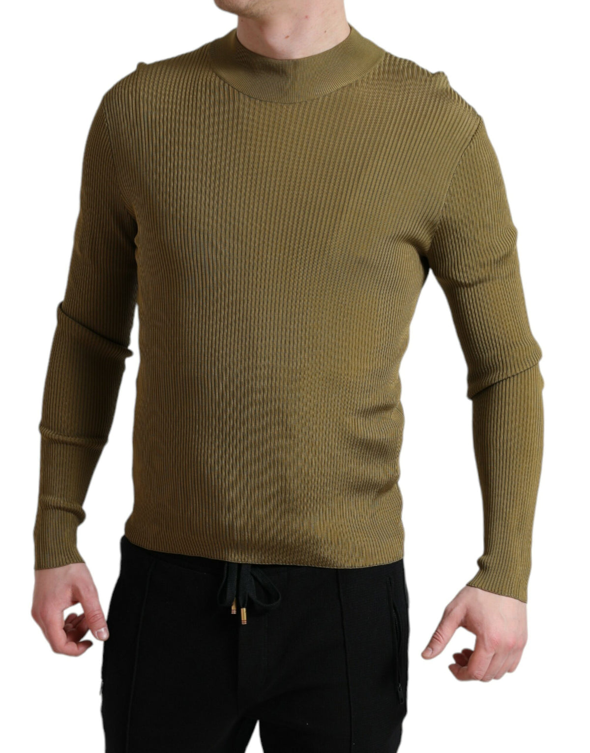 Pull en viscose à col rond vert armée de Dolce &amp; Gabbana