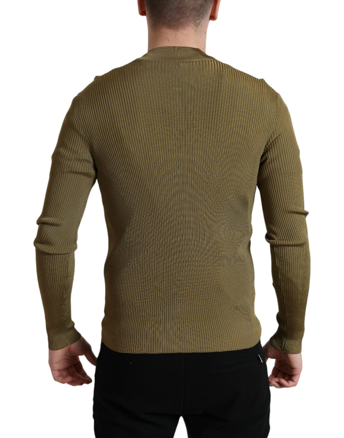 Pull en viscose à col rond vert armée de Dolce &amp; Gabbana