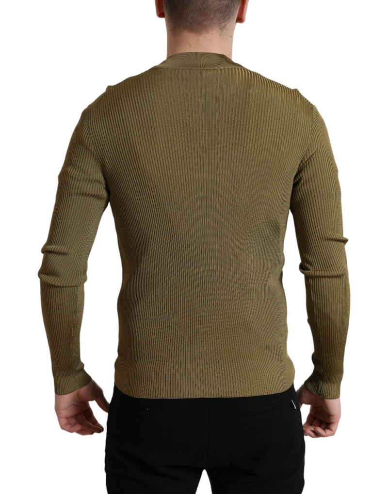 Pull en viscose à col rond vert armée de Dolce &amp; Gabbana