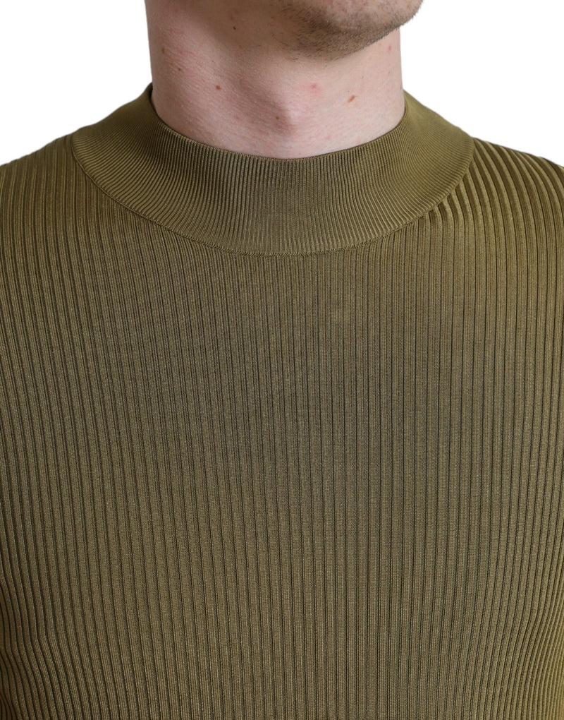 Pull en viscose à col rond vert armée de Dolce &amp; Gabbana