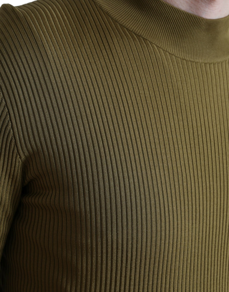 Pull en viscose à col rond vert armée de Dolce &amp; Gabbana