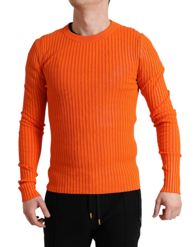 Pull en tricot orange à col rond pour homme de Dolce &amp; Gabbana