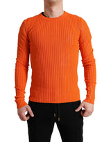 Pull en tricot orange à col rond pour homme de Dolce &amp; Gabbana