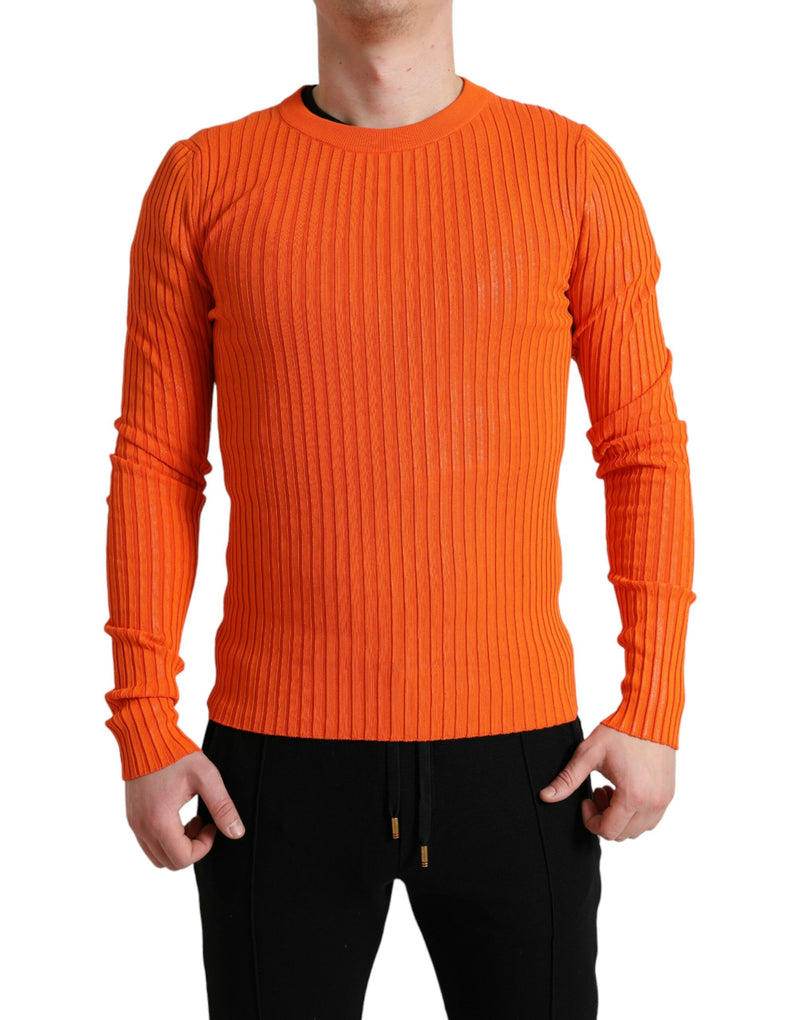 Pull en tricot orange à col rond pour homme de Dolce &amp; Gabbana