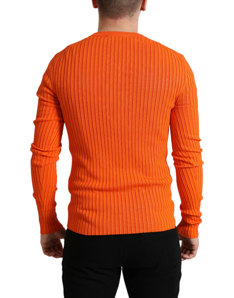 Pull en tricot orange à col rond pour homme de Dolce &amp; Gabbana