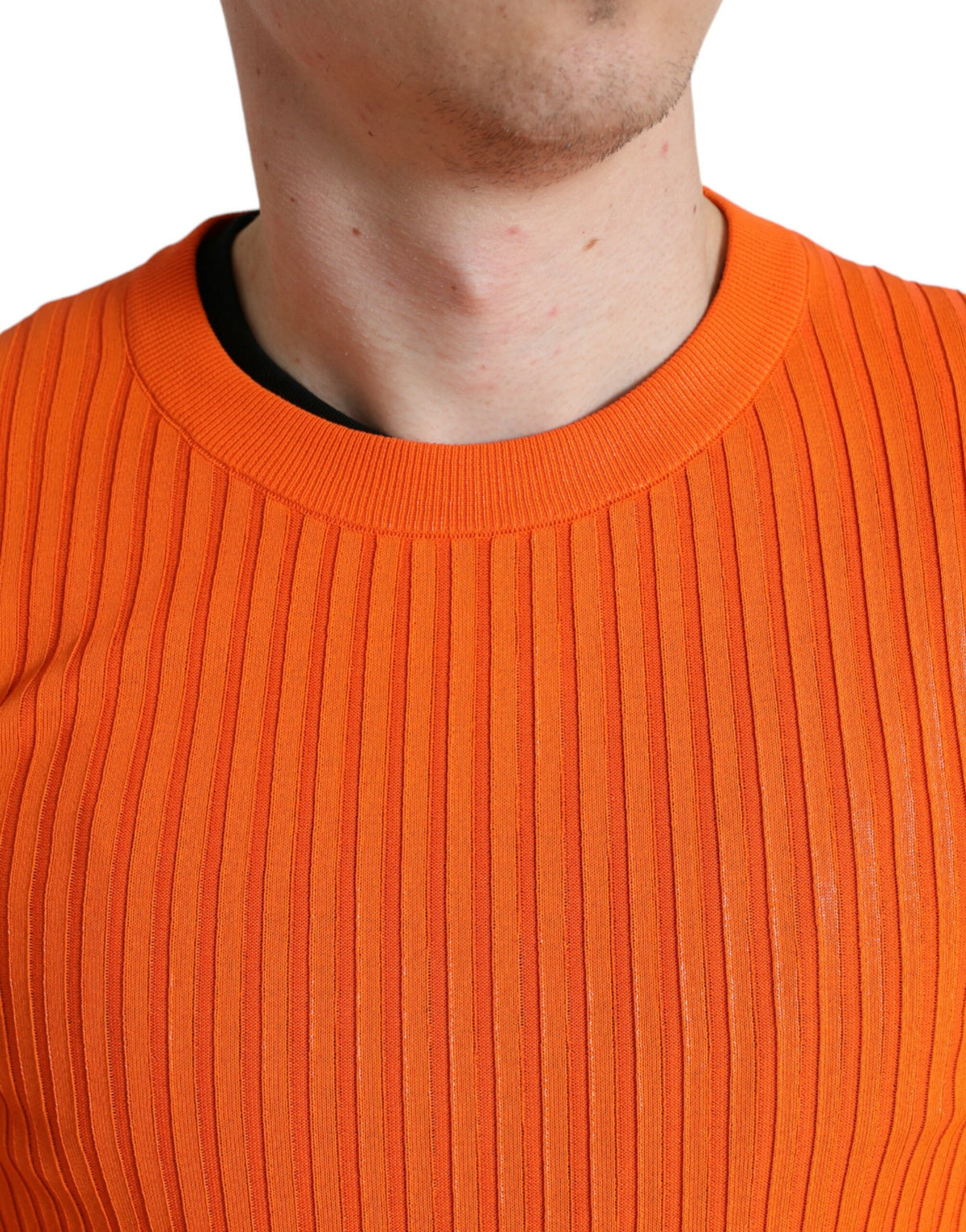 Pull en tricot orange à col rond pour homme de Dolce &amp; Gabbana