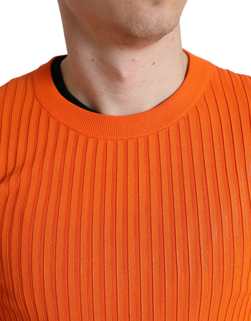 Pull en tricot orange à col rond pour homme de Dolce &amp; Gabbana
