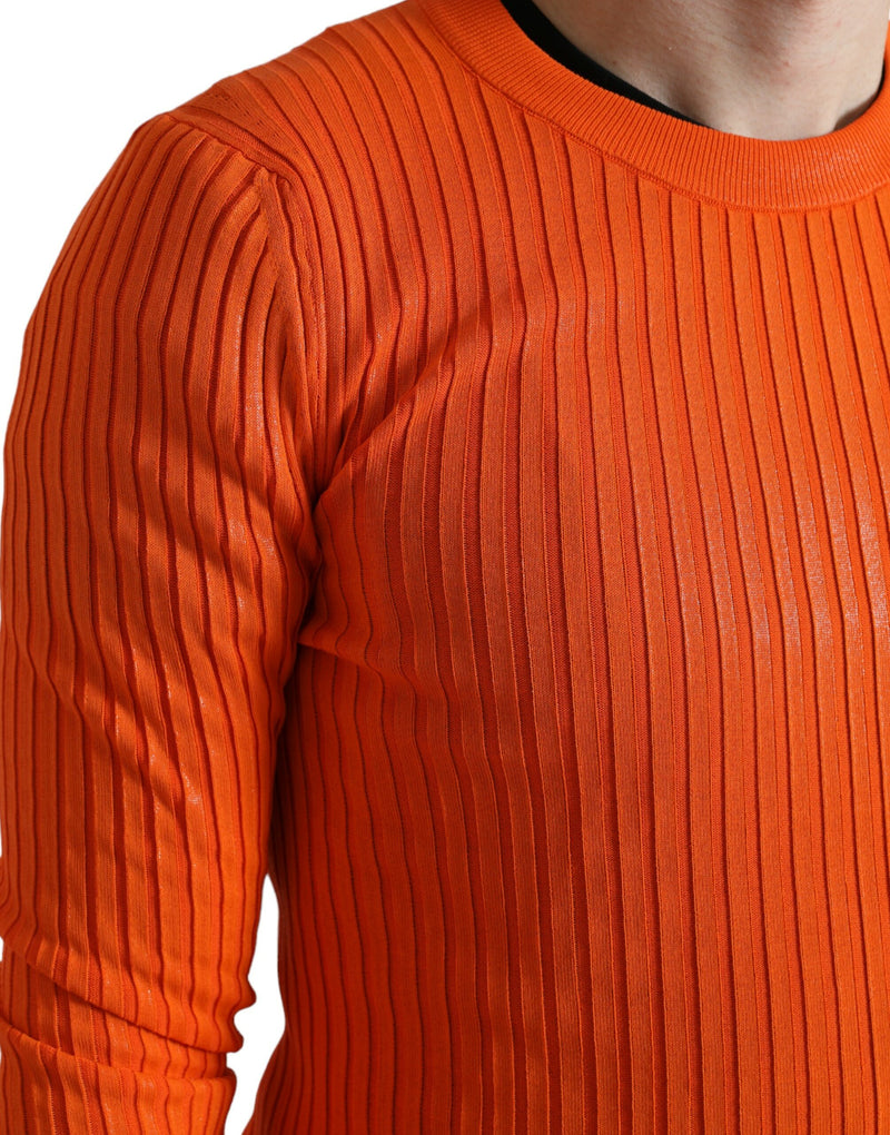 Pull en tricot orange à col rond pour homme de Dolce &amp; Gabbana