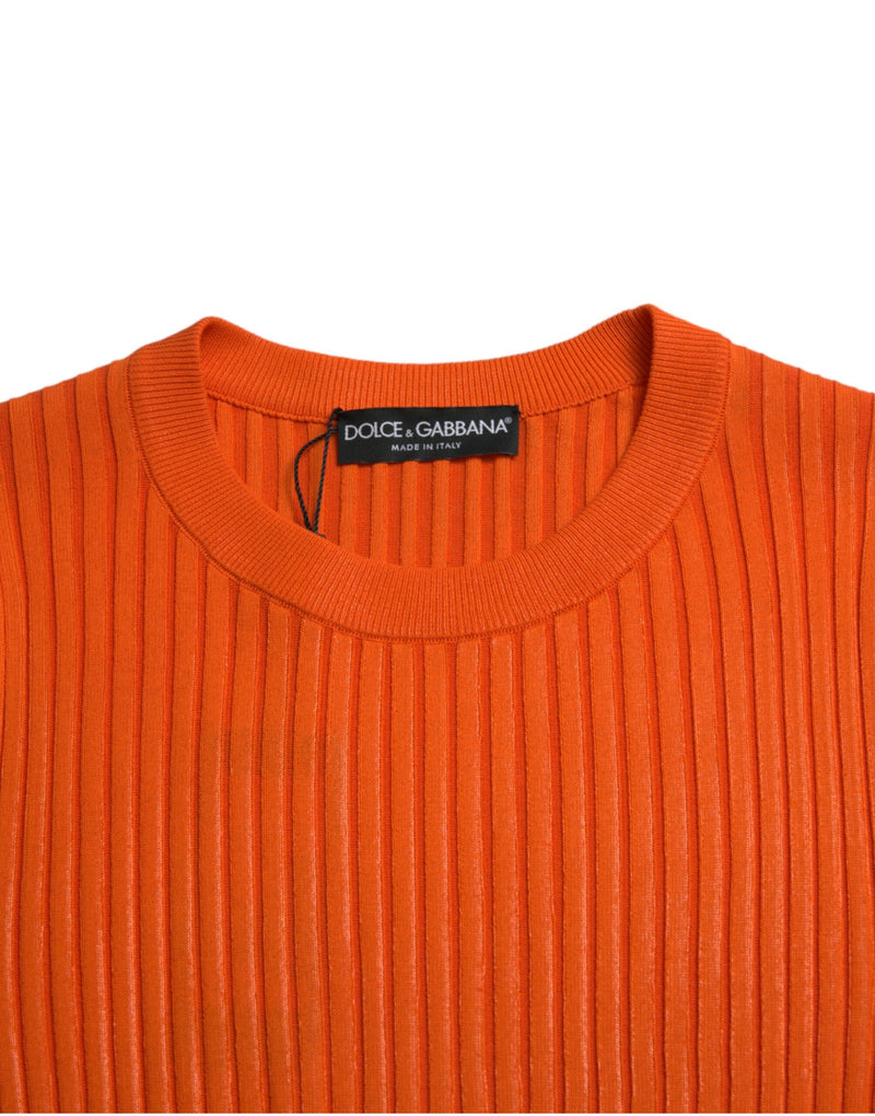Pull en tricot orange à col rond pour homme de Dolce &amp; Gabbana