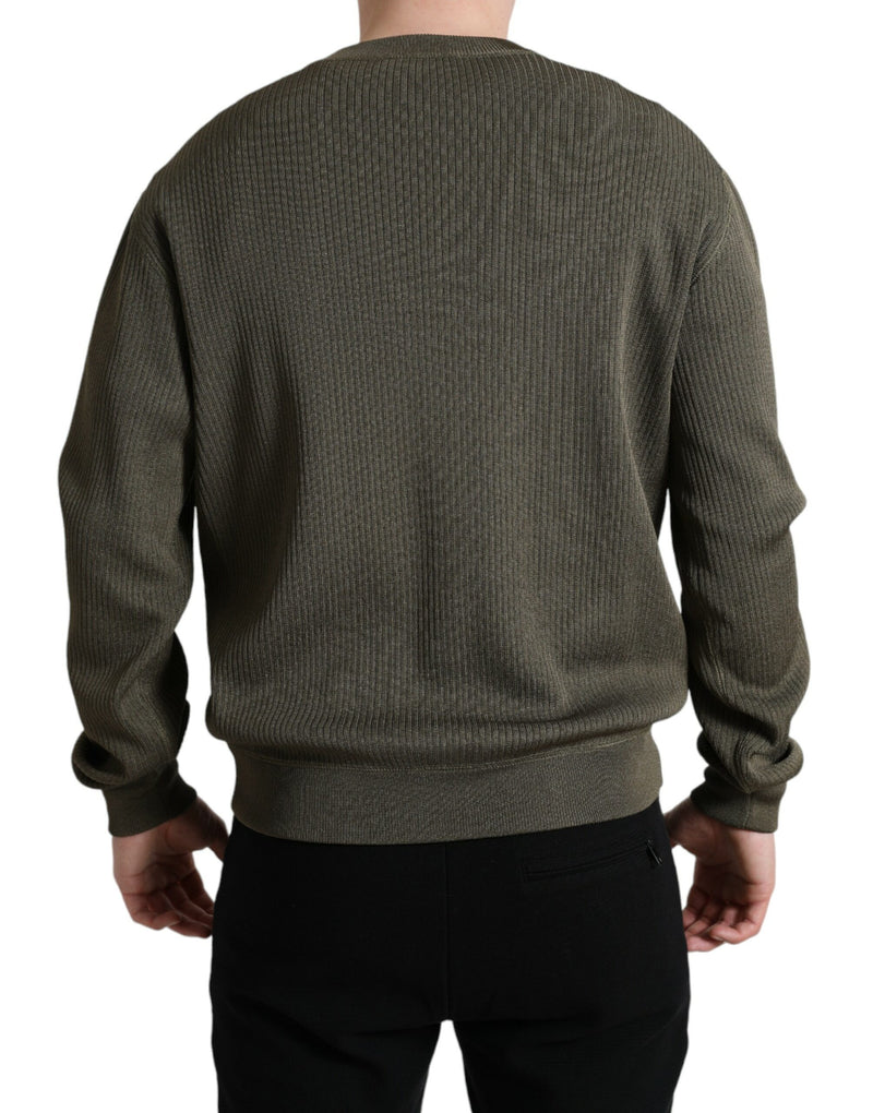 Pull en viscose vert à col rond pour homme de Dolce &amp; Gabbana
