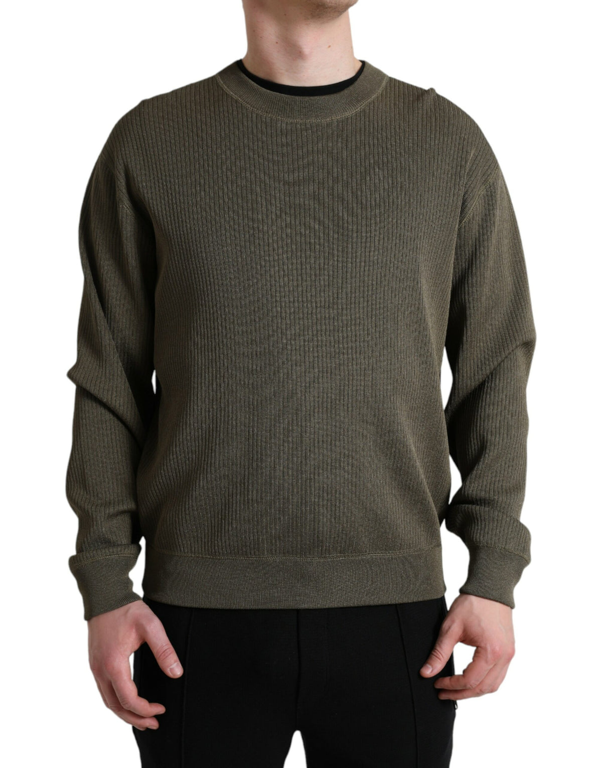 Pull en viscose vert à col rond pour homme de Dolce &amp; Gabbana