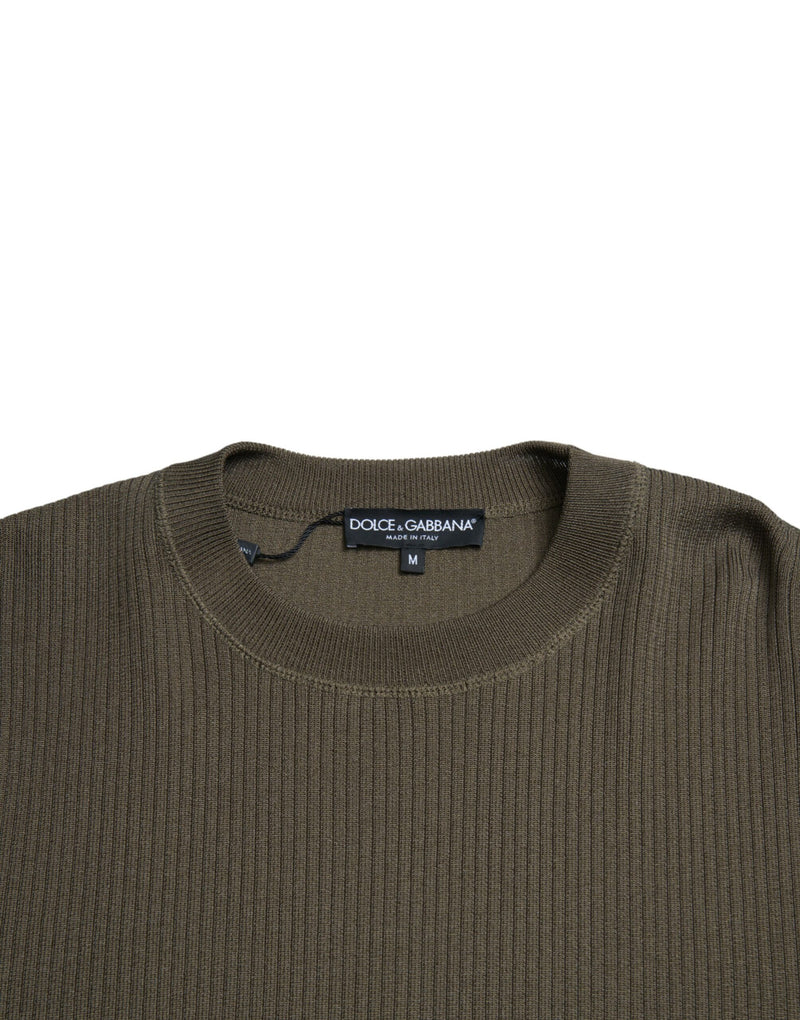 Pull en viscose vert à col rond pour homme de Dolce &amp; Gabbana