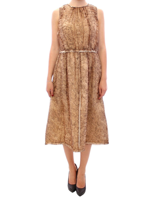 Robe en soie marron sans manches de Dolce & Gabbana