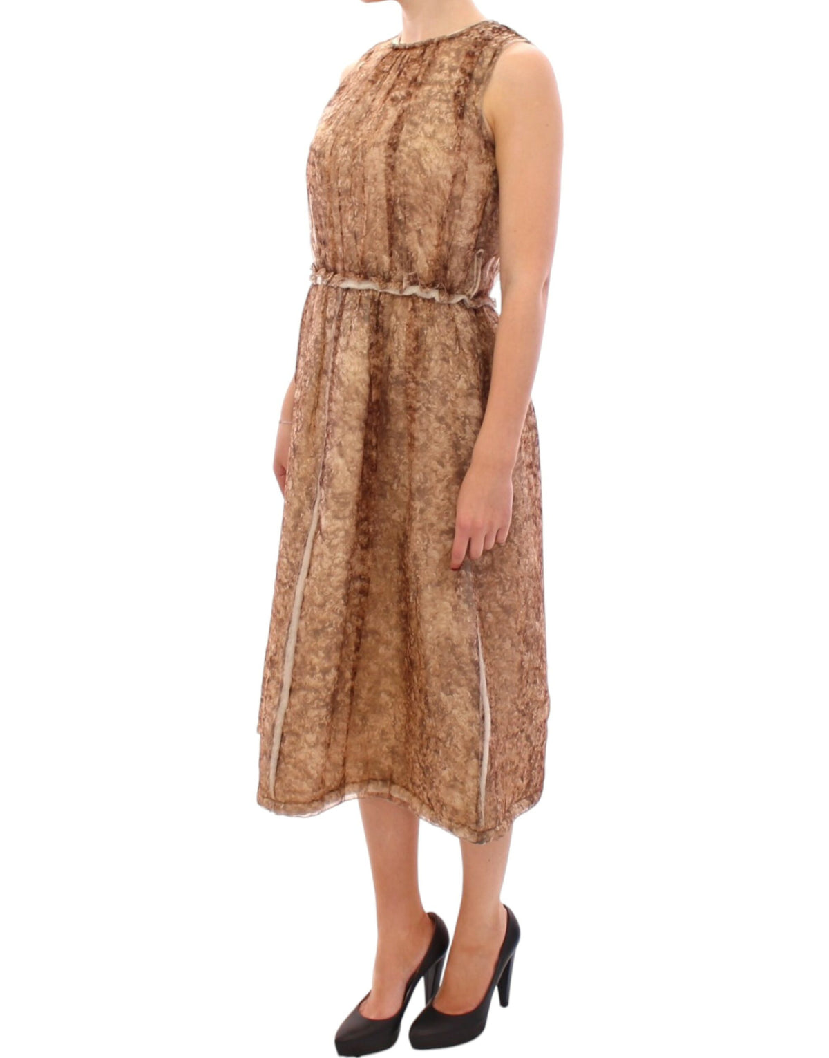 Robe en soie marron sans manches de Dolce &amp; Gabbana