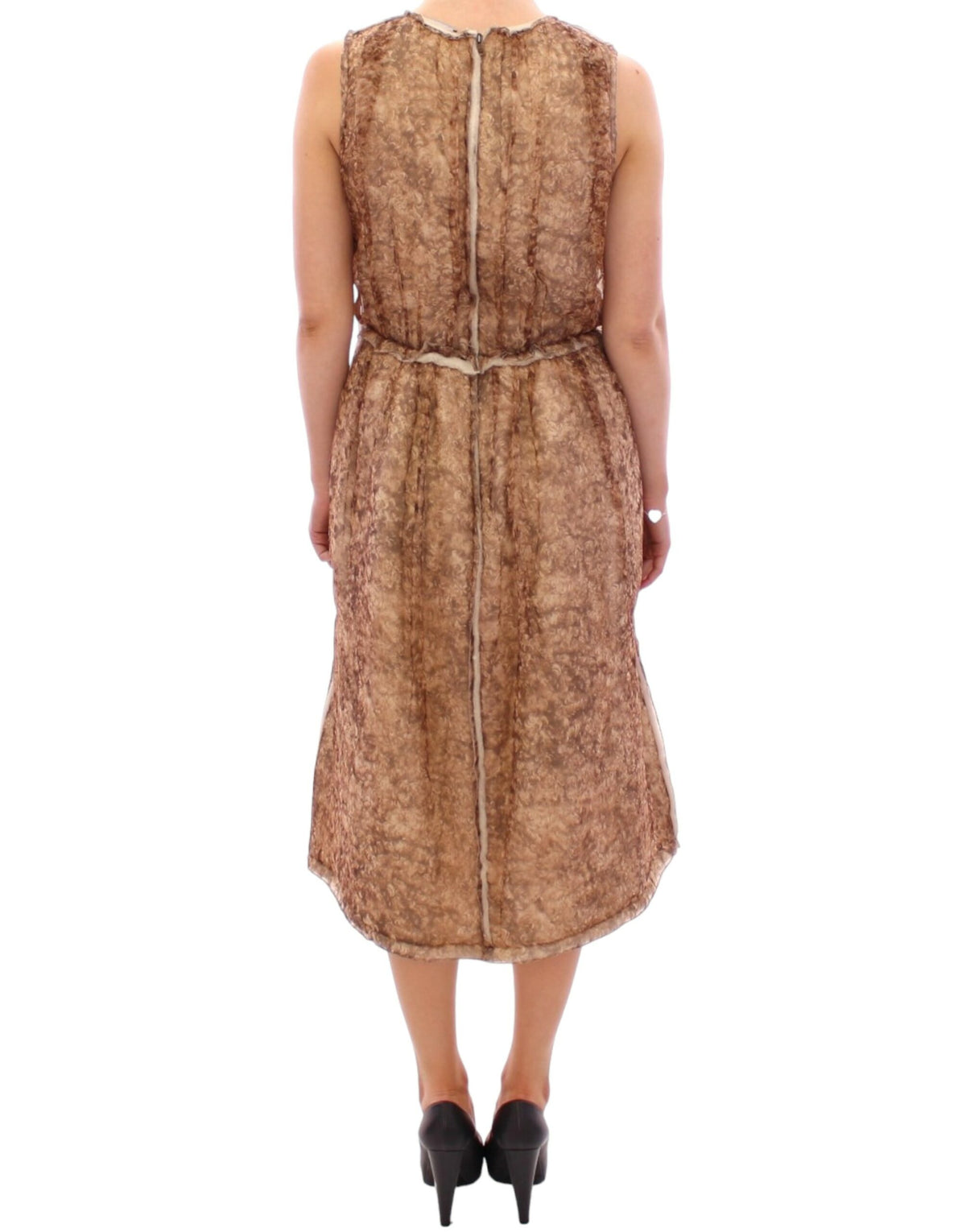 Robe en soie marron sans manches de Dolce &amp; Gabbana