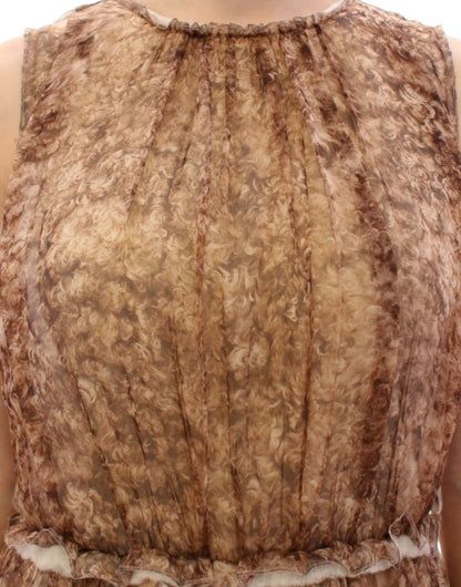 Robe en soie marron sans manches de Dolce & Gabbana
