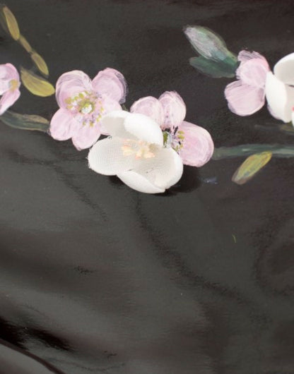 Robe fourreau noire à manches 3/4 et motifs floraux de Dolce & Gabbana