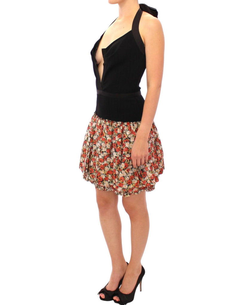 Robe trapèze à col montant et motifs floraux multicolores de Dolce &amp; Gabbana