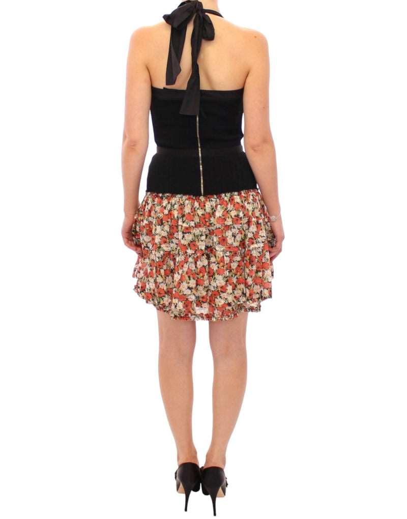 Robe trapèze à col montant et motifs floraux multicolores de Dolce &amp; Gabbana