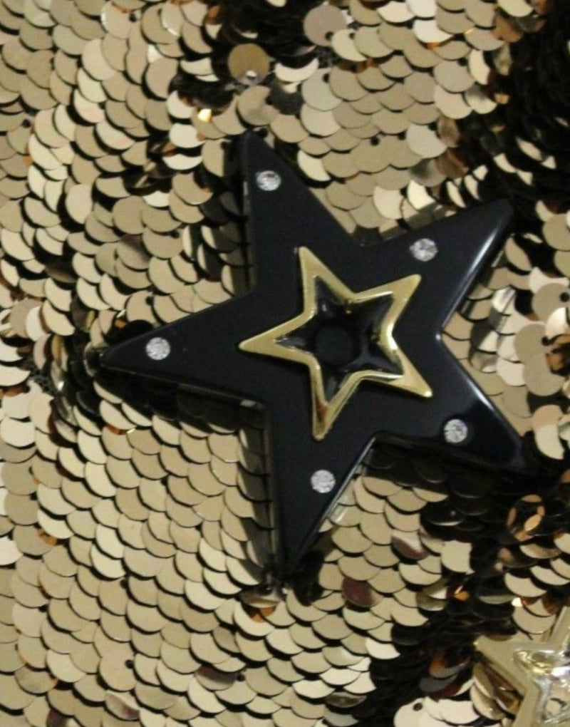 Robe Dolce &amp; Gabbana, pièce maîtresse, dorée, pailletée, strass Swarovski.