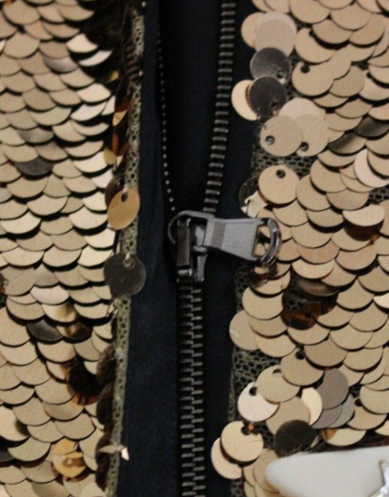Robe Dolce &amp; Gabbana, pièce maîtresse, dorée, pailletée, strass Swarovski.